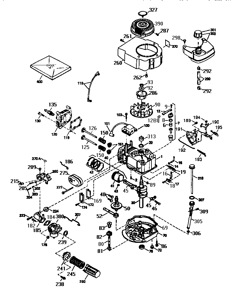 Replacement Parts Diagram and Parts List for 143944504  Craftsman Engine