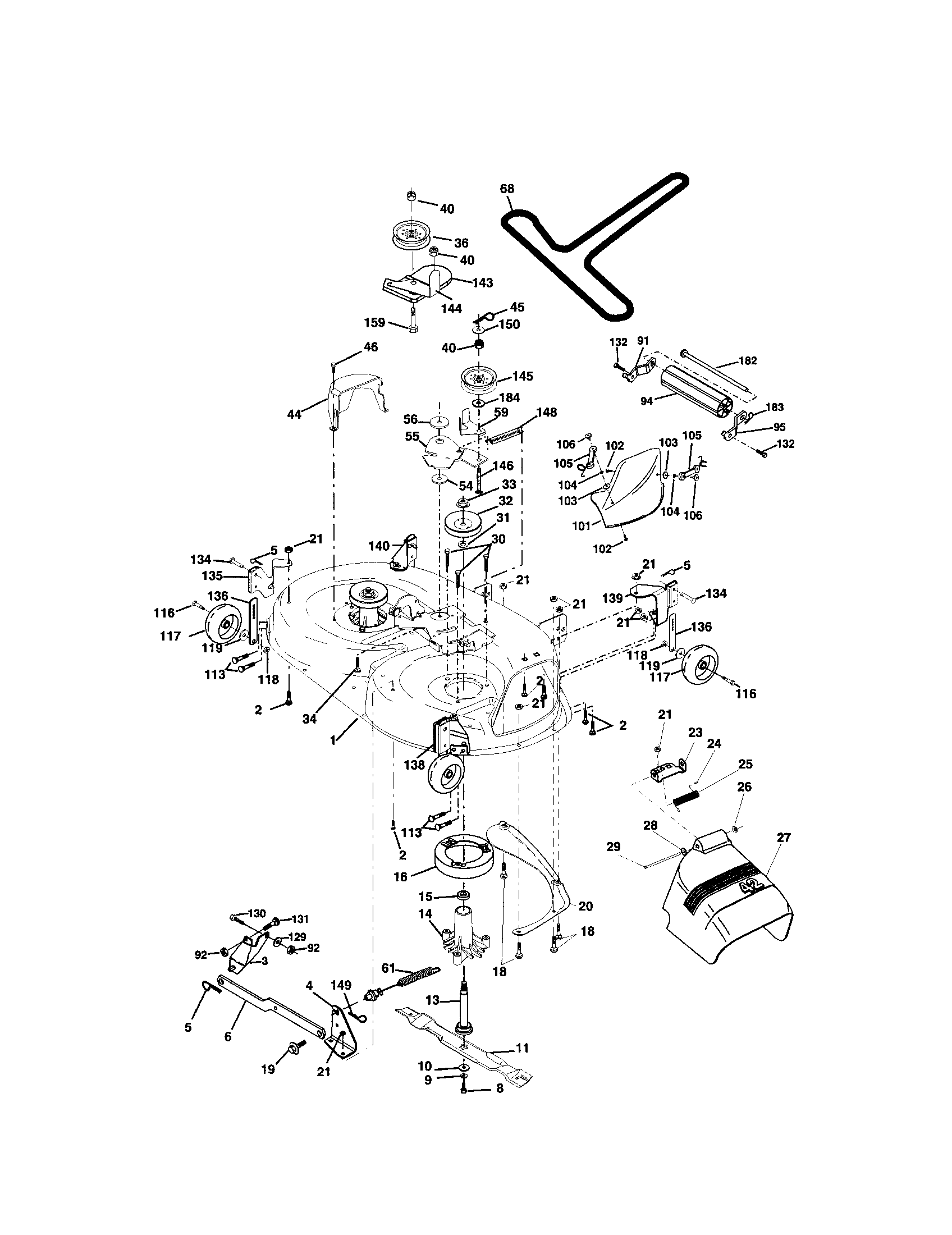 Mower Deck Diagram and Parts List for 917273640  Craftsman Lawn Tractor