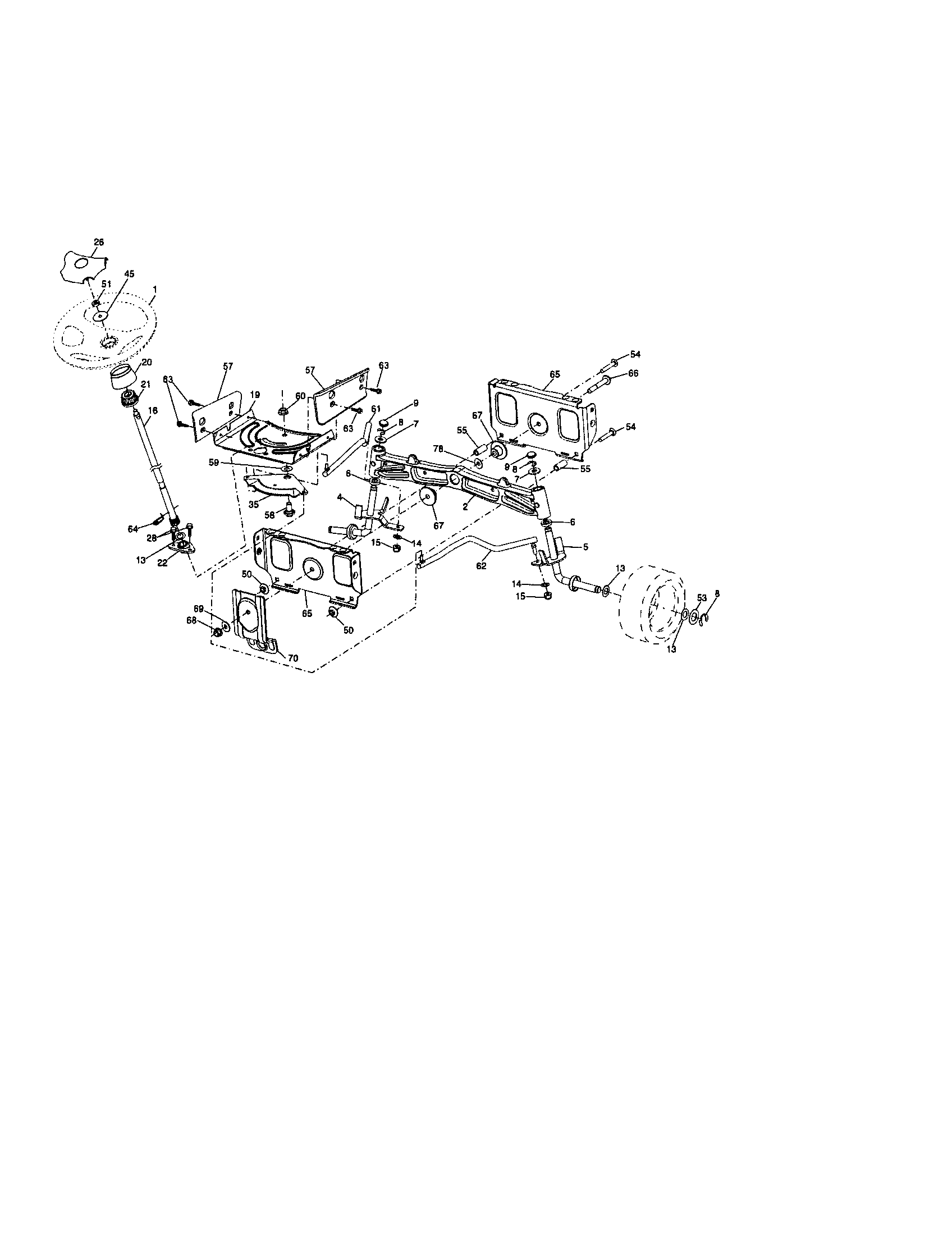 Steering Diagram and Parts List for 917286900  Craftsman Lawn Tractor