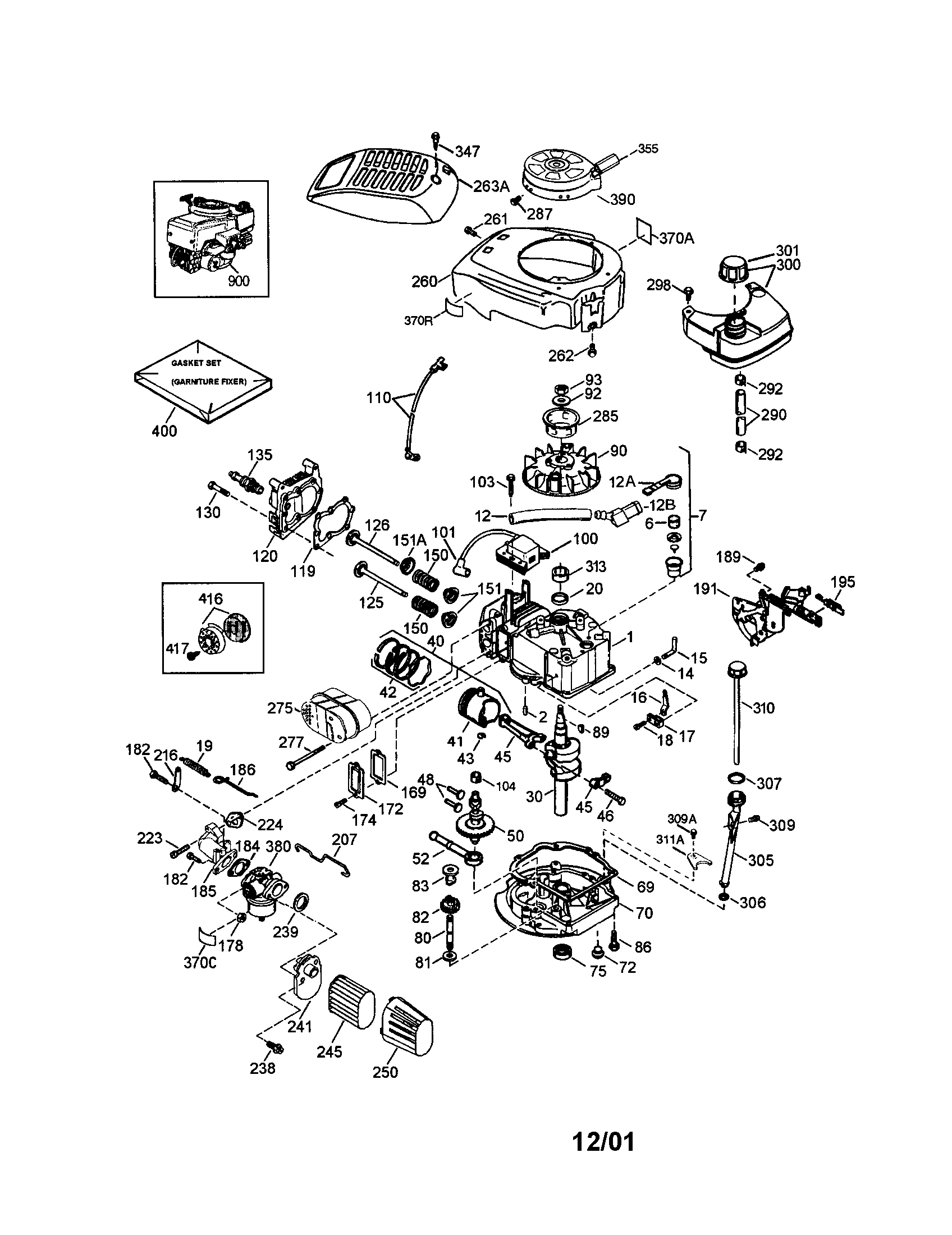 Engine Diagram and Parts List for 143016732  Craftsman Engine