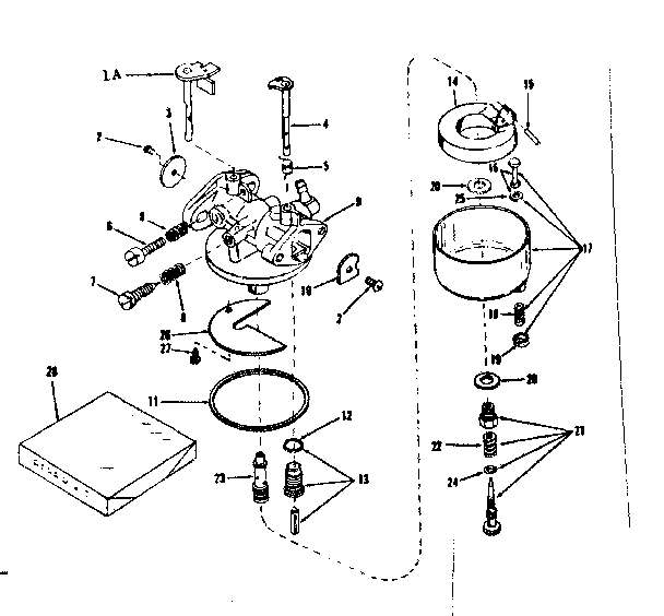 Carburetor Diagram and Parts List for 143124041  Craftsman Engine