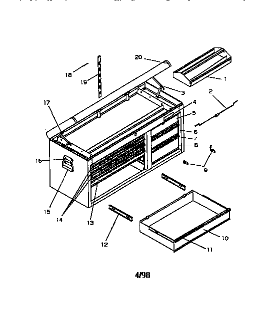 8 Drawer Professional Chest Diagram and Parts List for 706659200  Craftsman Tool Stand & Cart
