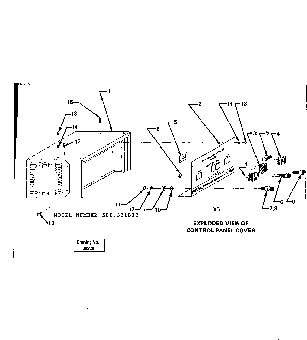 Control Panel Cover Diagram and Parts List for 580321812  Craftsman Engine
