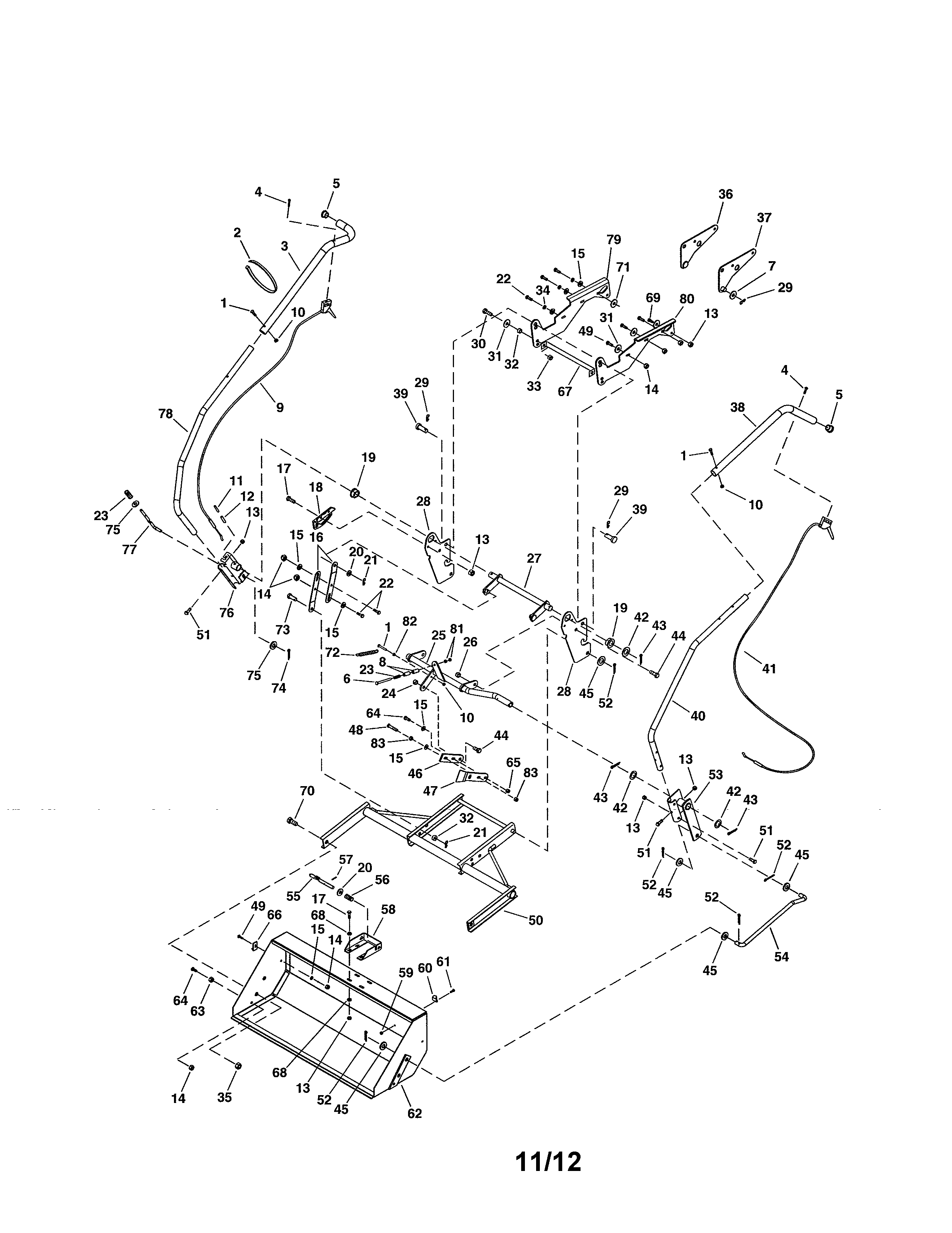 Front Scoop Tractor Attachment Diagram and Parts List for 486248475  Craftsman Lawn Tractor