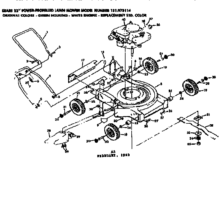 Mower Deck Diagram and Parts List for 131973114  Craftsman Lawn Mower