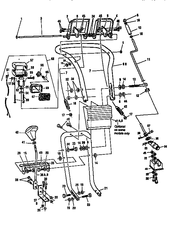 Upper Handle Assembly Diagram and Parts List for 88418  Craftsman Snow Blower