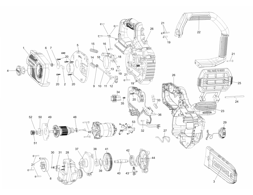 Diagram Diagram and Parts List for CMCCS620B Type 1 Craftsman Chainsaw