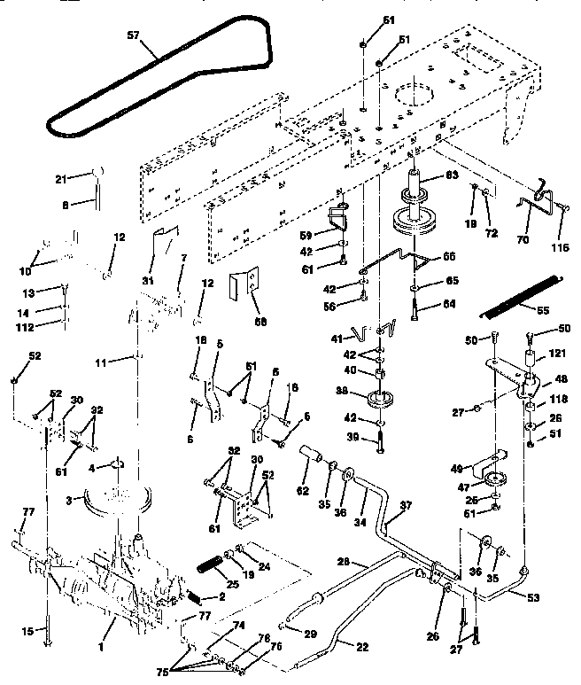 Drive Diagram and Parts List for 917258503  Craftsman Lawn Tractor