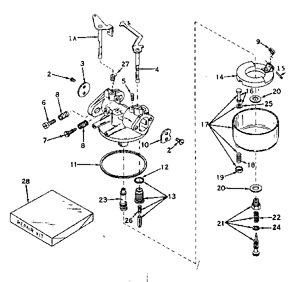 Carburetor No. 631251 Diagram and Parts List for 143572052  Craftsman Engine