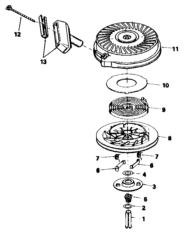 Rewind Starter Diagram and Parts List for 143836122  Craftsman Engine