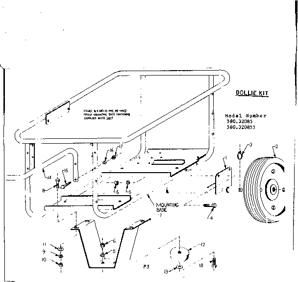 Dollie Kit Diagram and Parts List for 580320855  Craftsman Engine