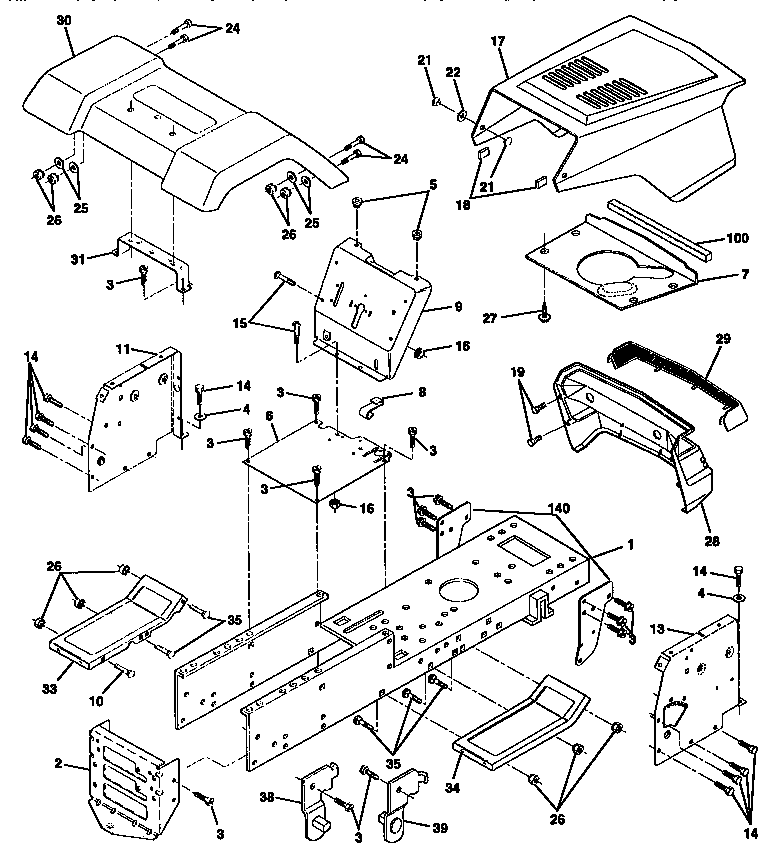 Chassis And Enclosures Diagram and Parts List for 917256891  Craftsman Lawn Tractor