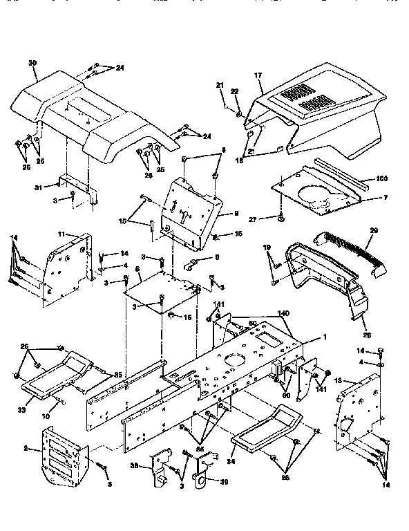 Chassis And Enclosures Diagram and Parts List for 917256460  Craftsman Lawn Tractor