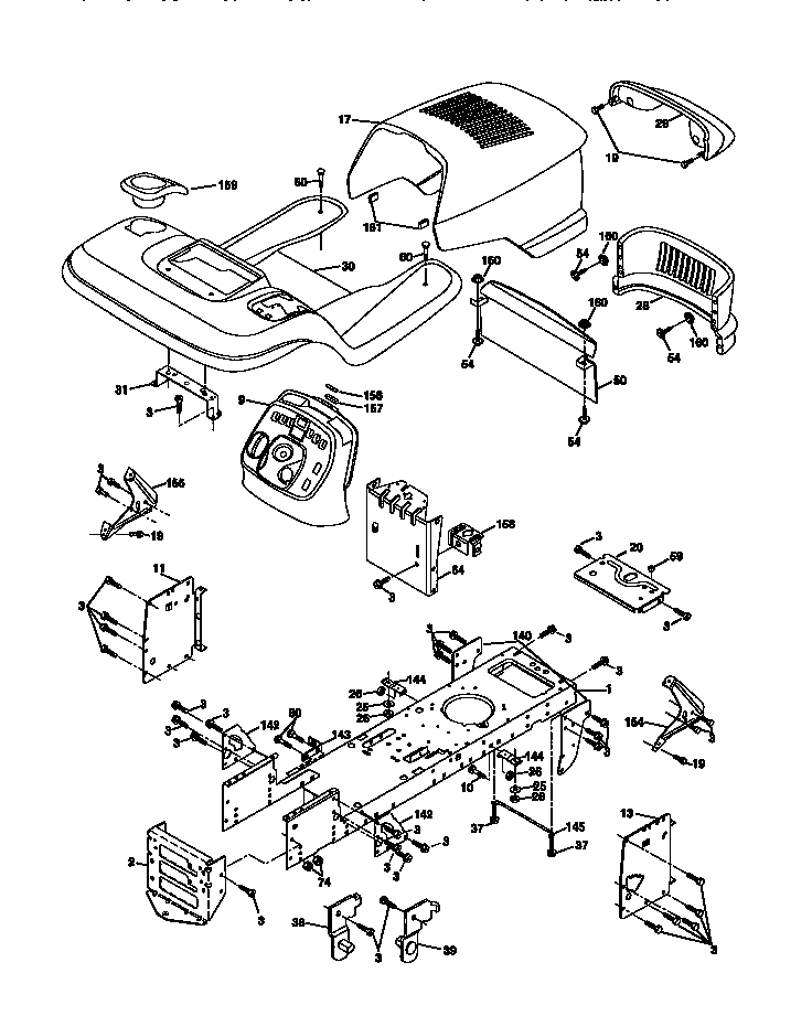 Chassis And Enclosures Diagram and Parts List for 917272021  Craftsman Lawn Tractor