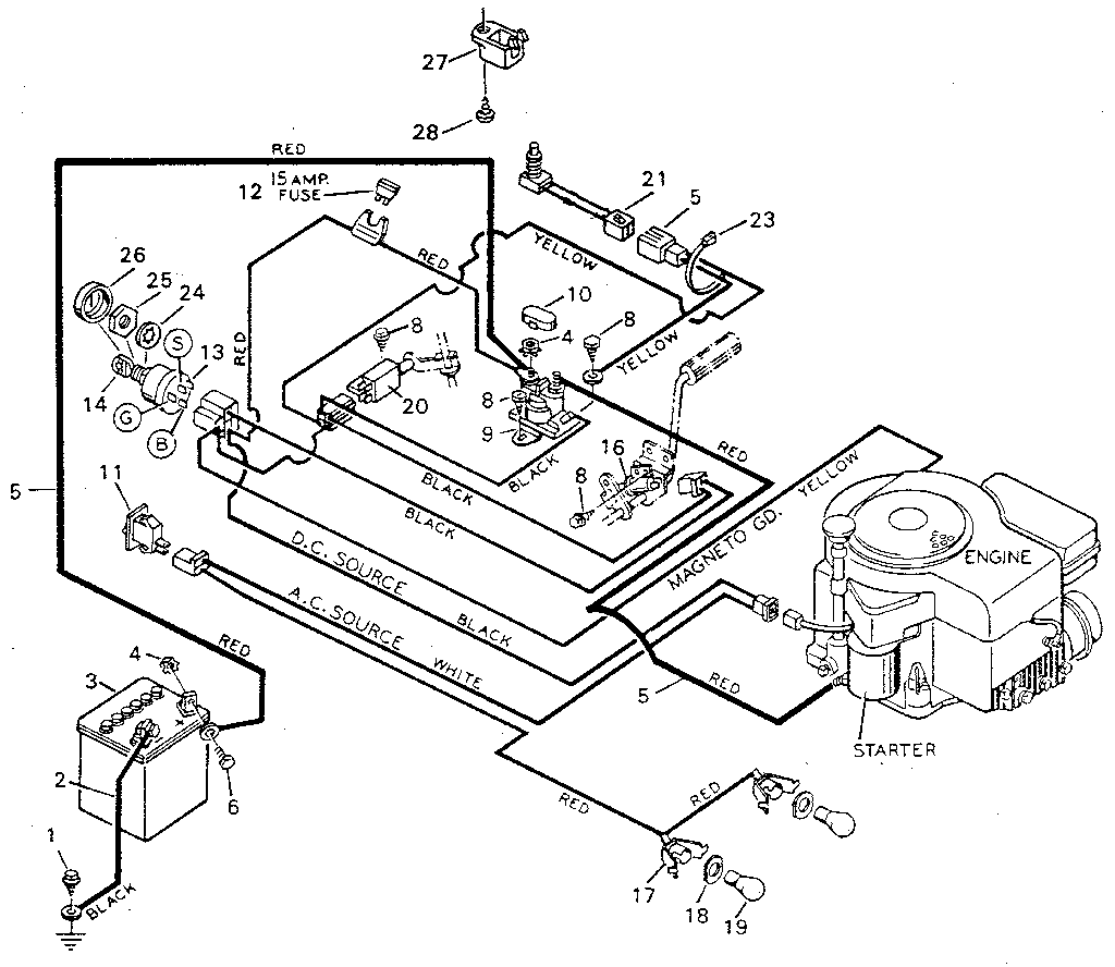 Pictorial Wiring Diagram Diagram and Parts List for 502259281  Craftsman Lawn Tractor