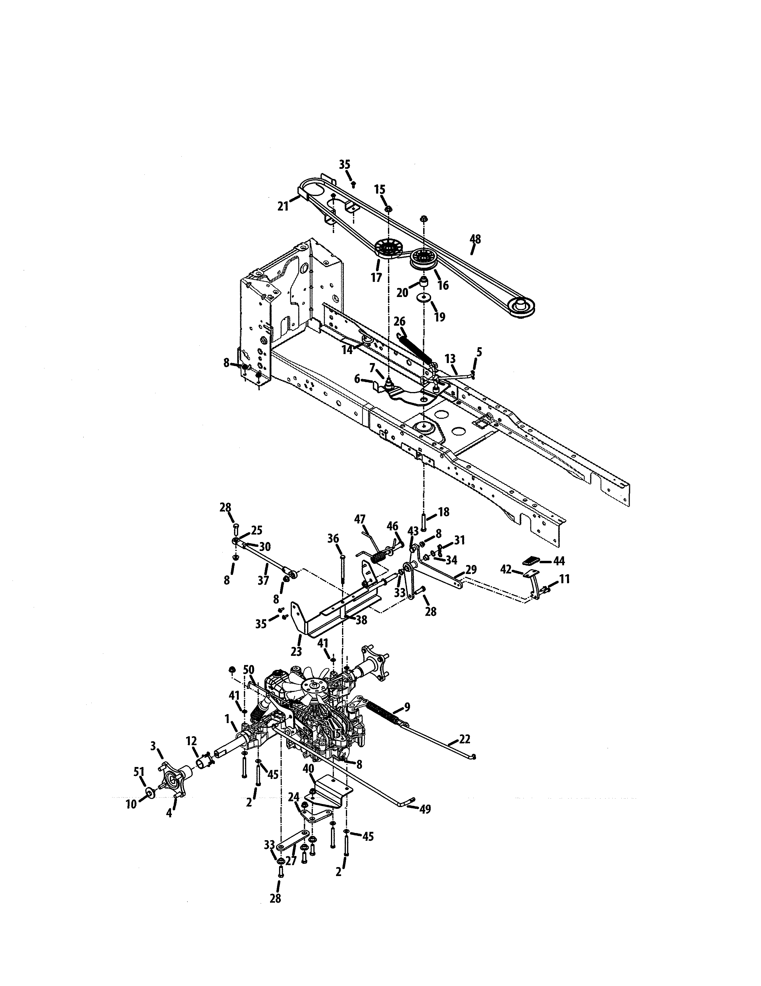 Transmission Diagram and Parts List for 247270480  Craftsman Lawn Tractor