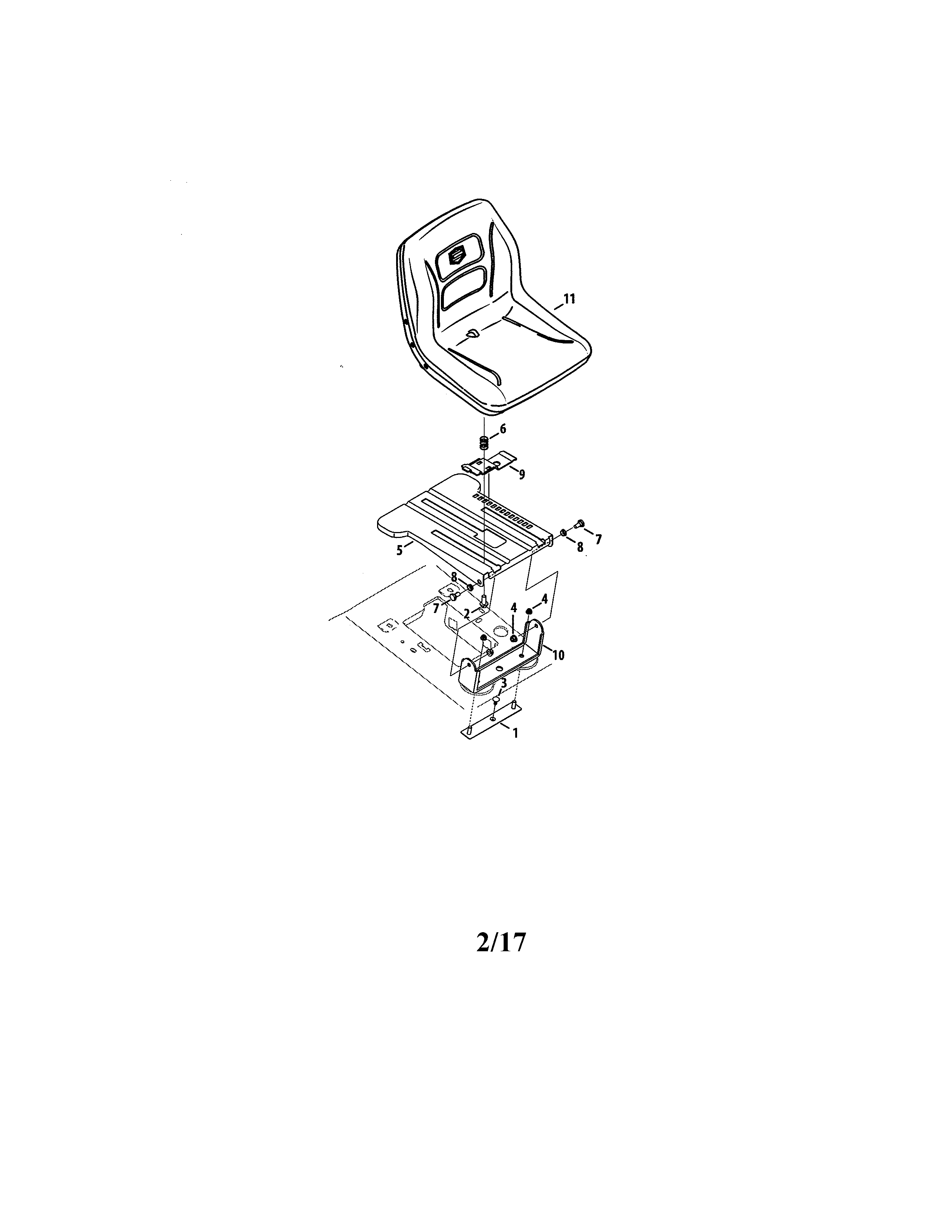 Seat Diagram and Parts List for 247270440  Craftsman Lawn Tractor