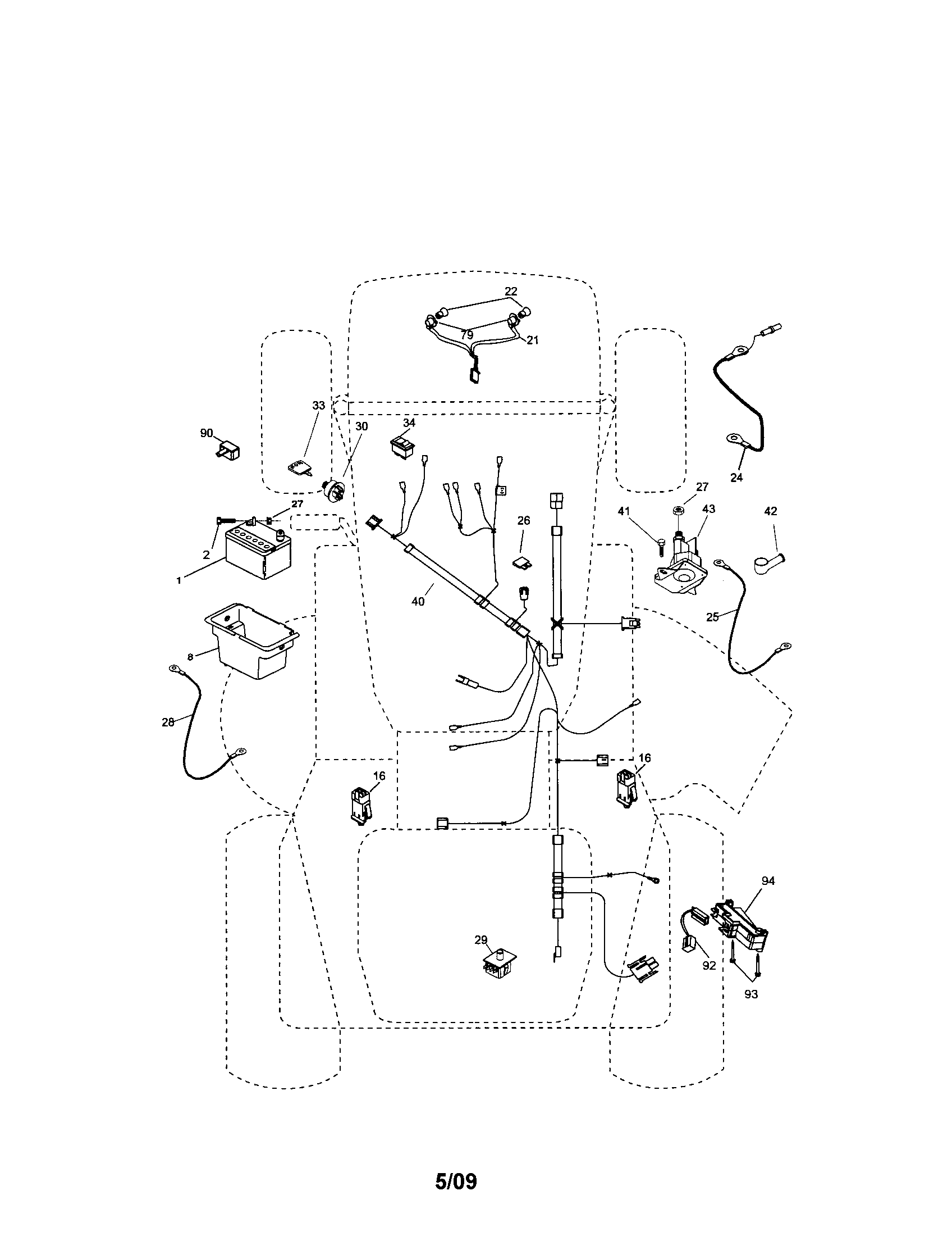 Electrical Diagram and Parts List for 917288050  Craftsman Lawn Tractor