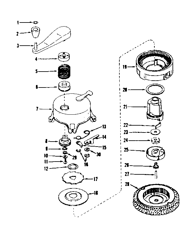 Ratchet Self Starter No. 29986 Diagram and Parts List for 143501201  Craftsman Engine