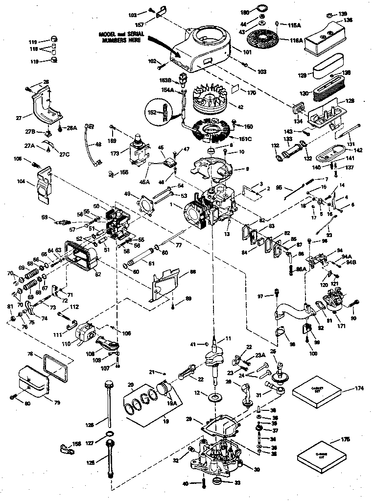 Replacement Parts Diagram and Parts List for 143396032  Craftsman Engine