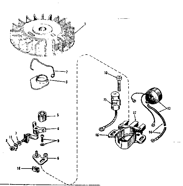 Model 143.122271 Uses Magneto No. 610665 Diagram and Parts List for 143122272  Craftsman Engine