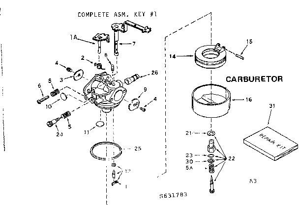 Replacement Parts Diagram and Parts List for 143646042  Craftsman Engine