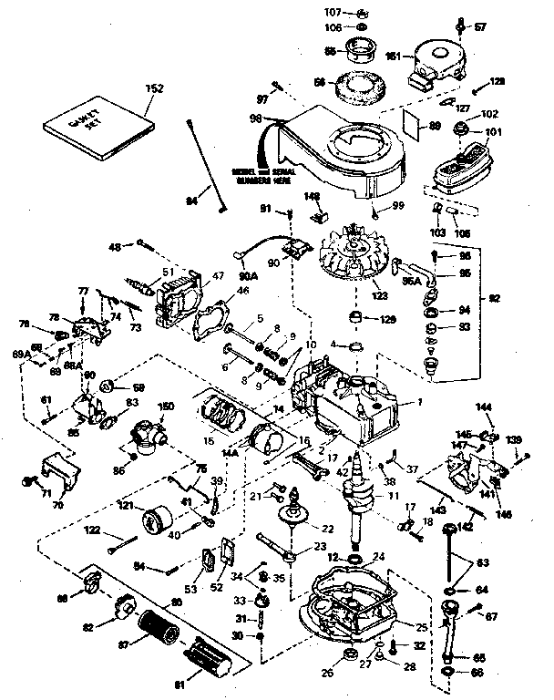 Engine Diagram and Parts List for 143354352  Craftsman Engine
