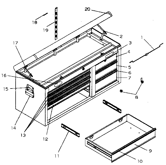 Cabinet Parts Diagram and Parts List for 706619301  Craftsman Tool Stand & Cart