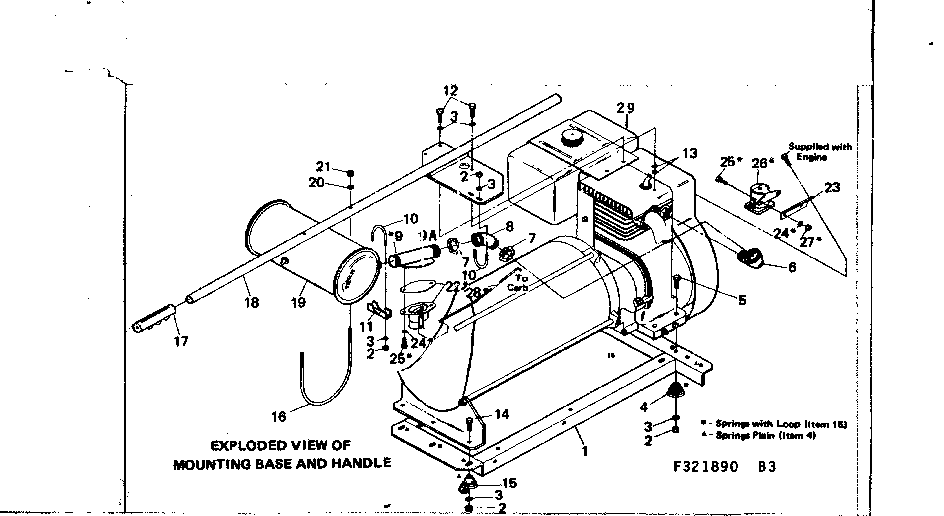 Mounting Base & Handle Diagram and Parts List for 580321890  Craftsman Engine