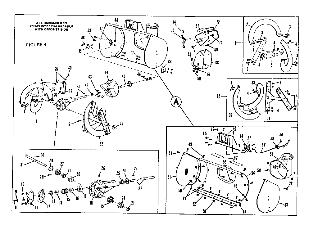 Auger And Gear Case Assembly Diagram and Parts List for 53611400  Craftsman Snow Blower