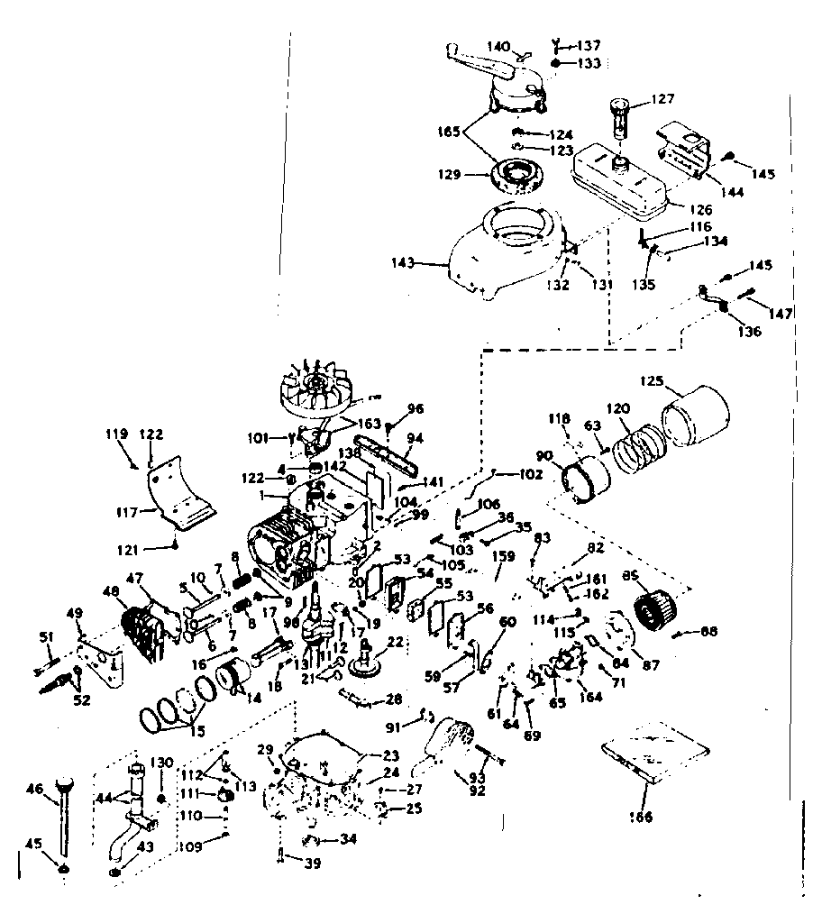 Basic Engine Diagram and Parts List for 143177042  Craftsman Engine