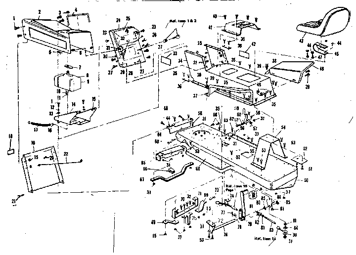 Top Half Diagram and Parts List for 536250921  Craftsman Lawn Tractor