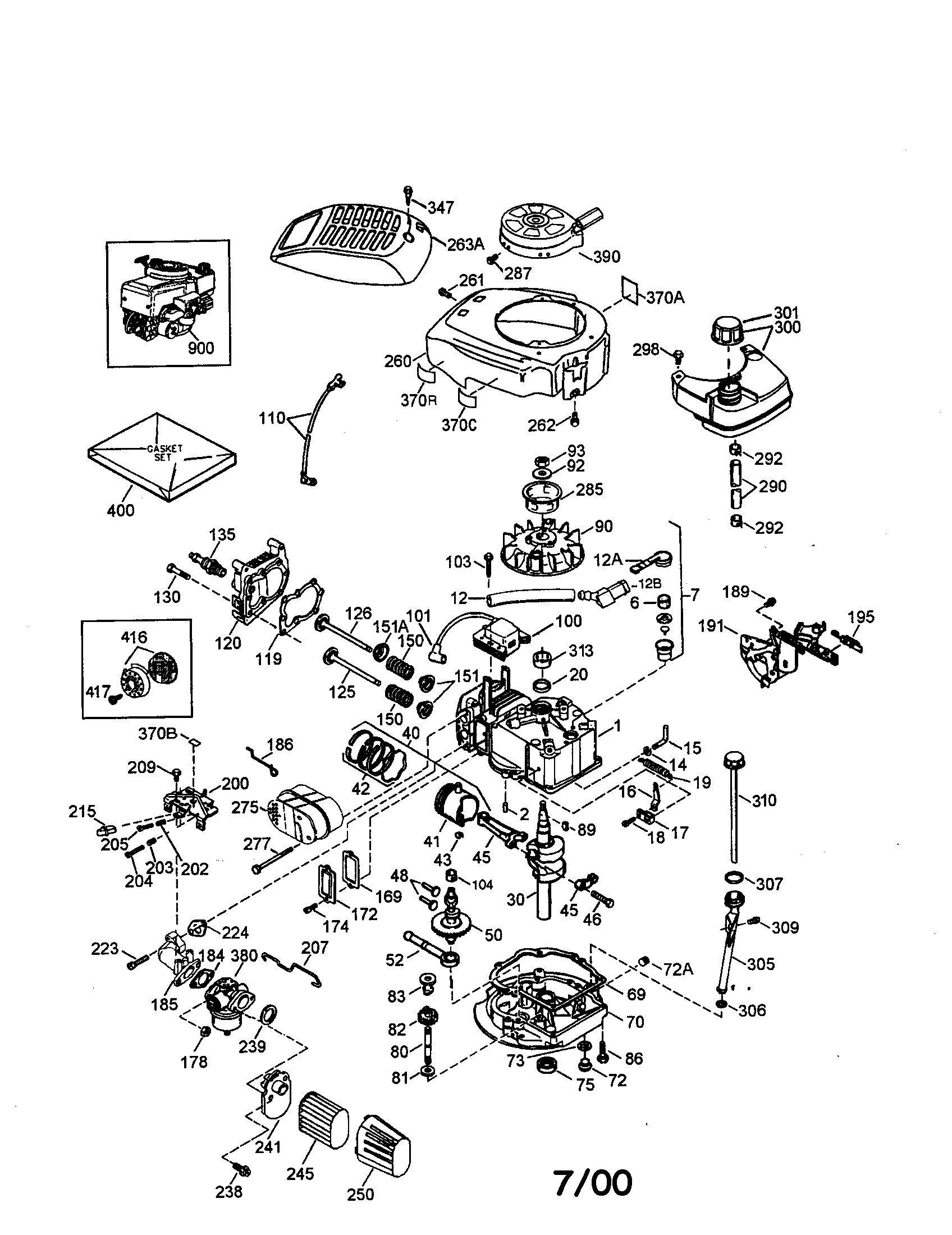 Craftsman 4-cycle Engine Diagram and Parts List for 143006716  Craftsman Engine
