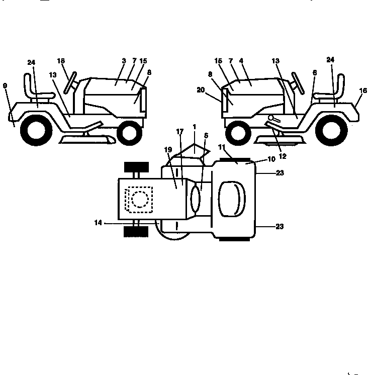 Decals Diagram and Parts List for 917251370  Craftsman Lawn Tractor