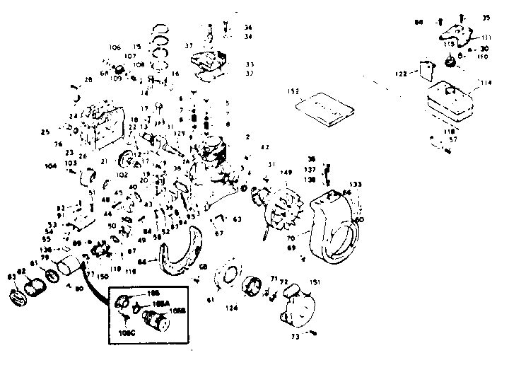 Basic Engine Diagram and Parts List for 143634022  Craftsman Engine