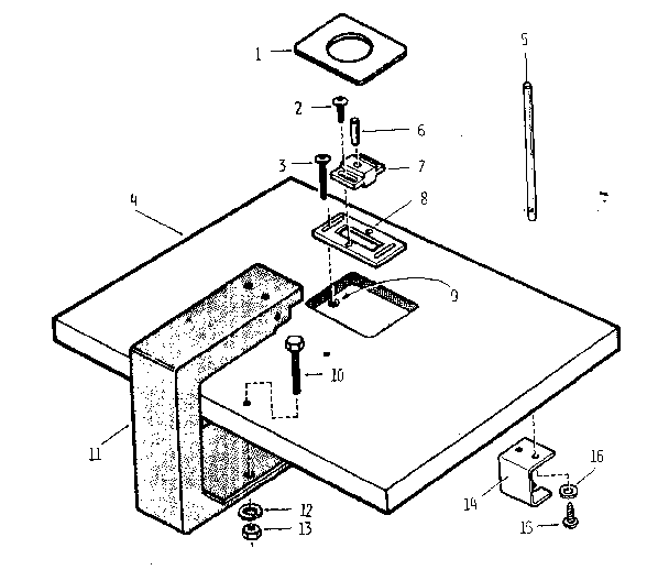 Work Surface Assembly Diagram and Parts List for 25153-PINROUTER  Craftsman Router