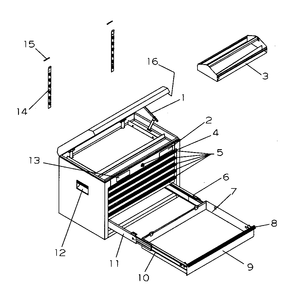 Tool Chest Diagram and Parts List for 706596163  Craftsman Tool Stand & Cart