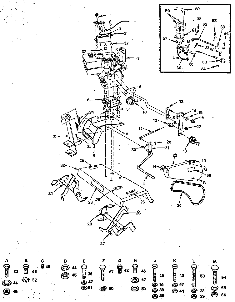 Engine And Tines Diagram and Parts List for 917252493  Craftsman Tiller