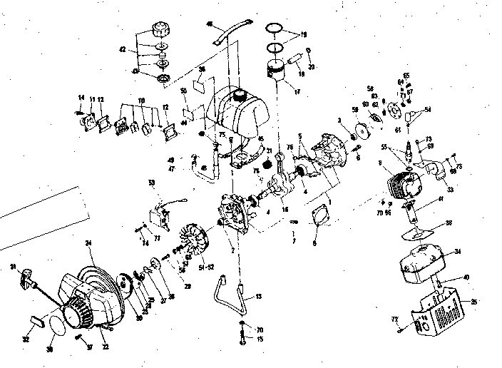 Crankcase Diagram and Parts List for 636796233  Craftsman Trimmer
