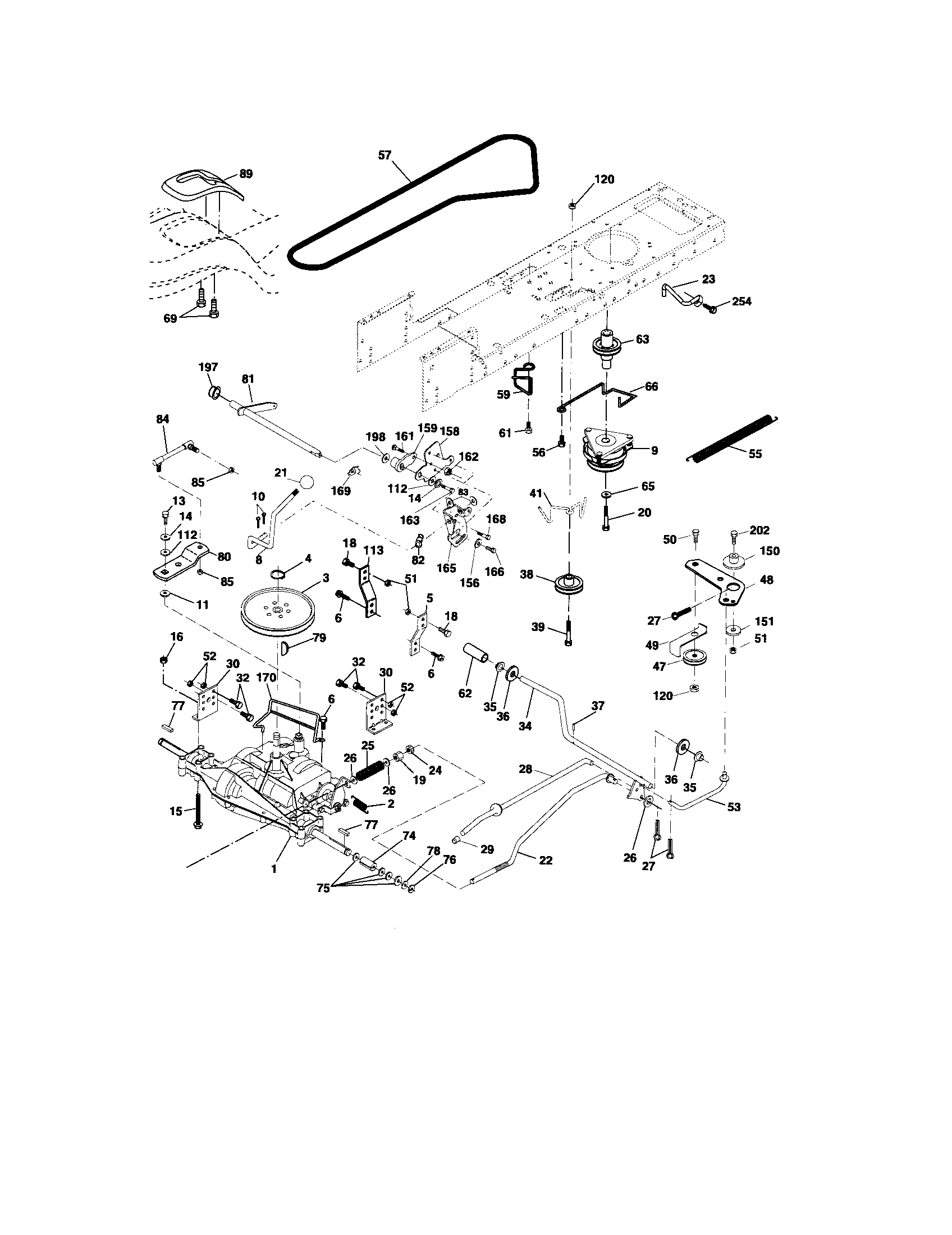 Ground Drive Diagram and Parts List for 917275631  Craftsman Lawn Tractor