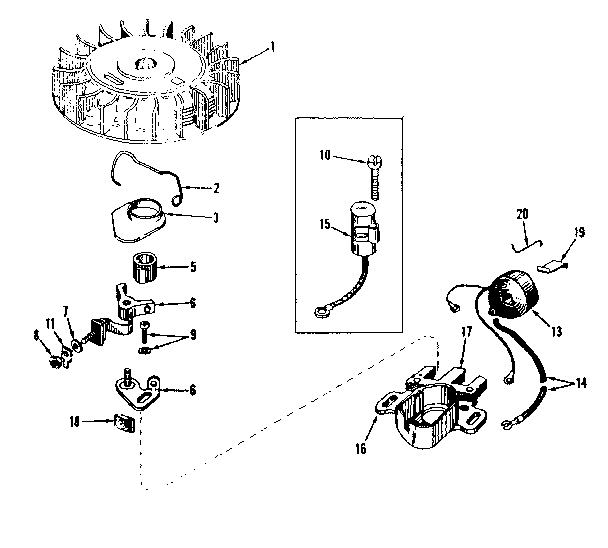 Magneto No. 610693 Diagram and Parts List for 143131042  Craftsman Engine