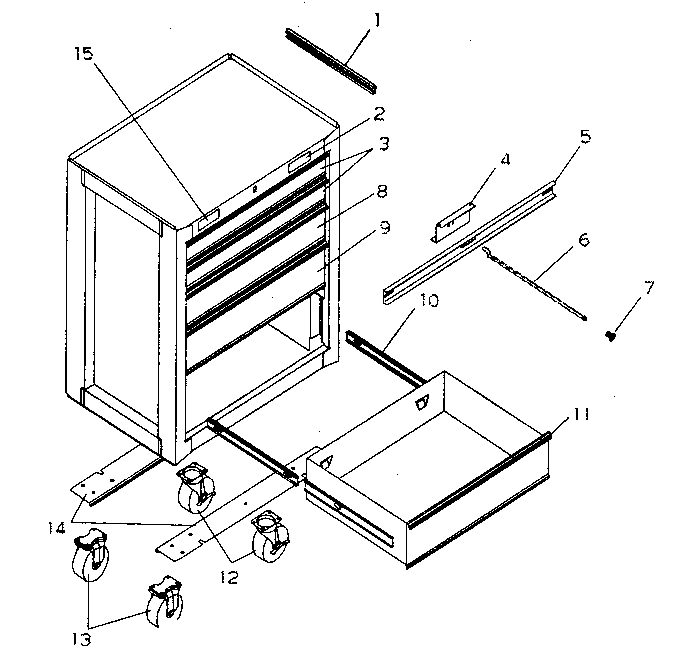 Chest Diagram and Parts List for 706657653  Craftsman Tool Stand & Cart