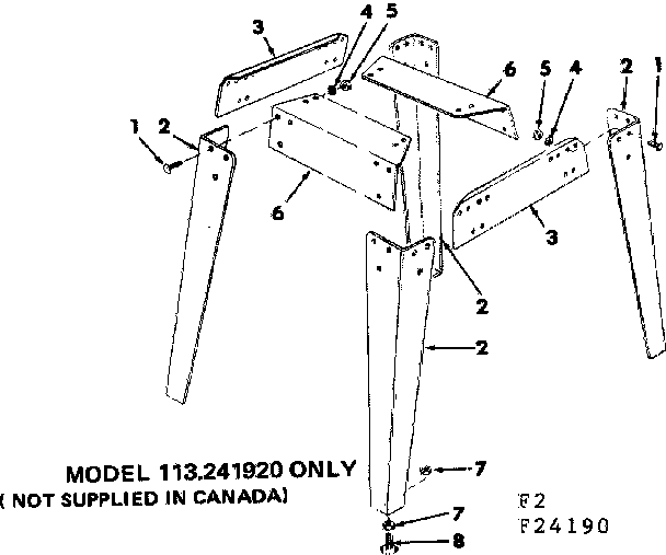 Leg Set Diagram and Parts List for 11324190  Craftsman Power Motor