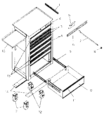Cabinet Parts Diagram and Parts List for 706659133  Craftsman Tool Stand & Cart