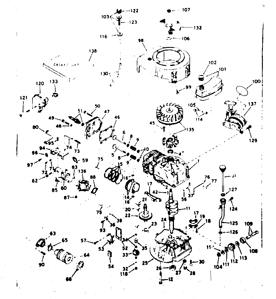 Basic Engine Diagram and Parts List for 143207012  Craftsman Engine