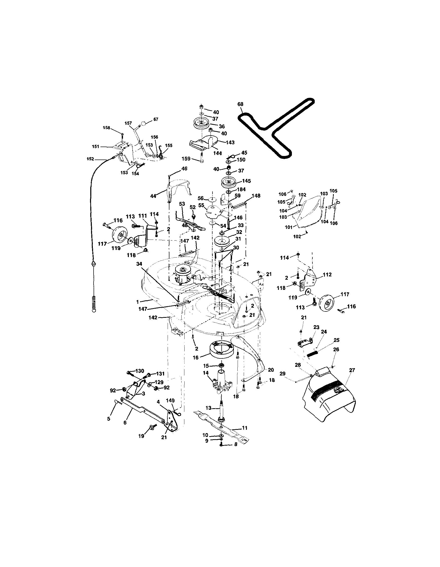 Mower Deck Diagram and Parts List for 917273131  Craftsman Lawn Tractor