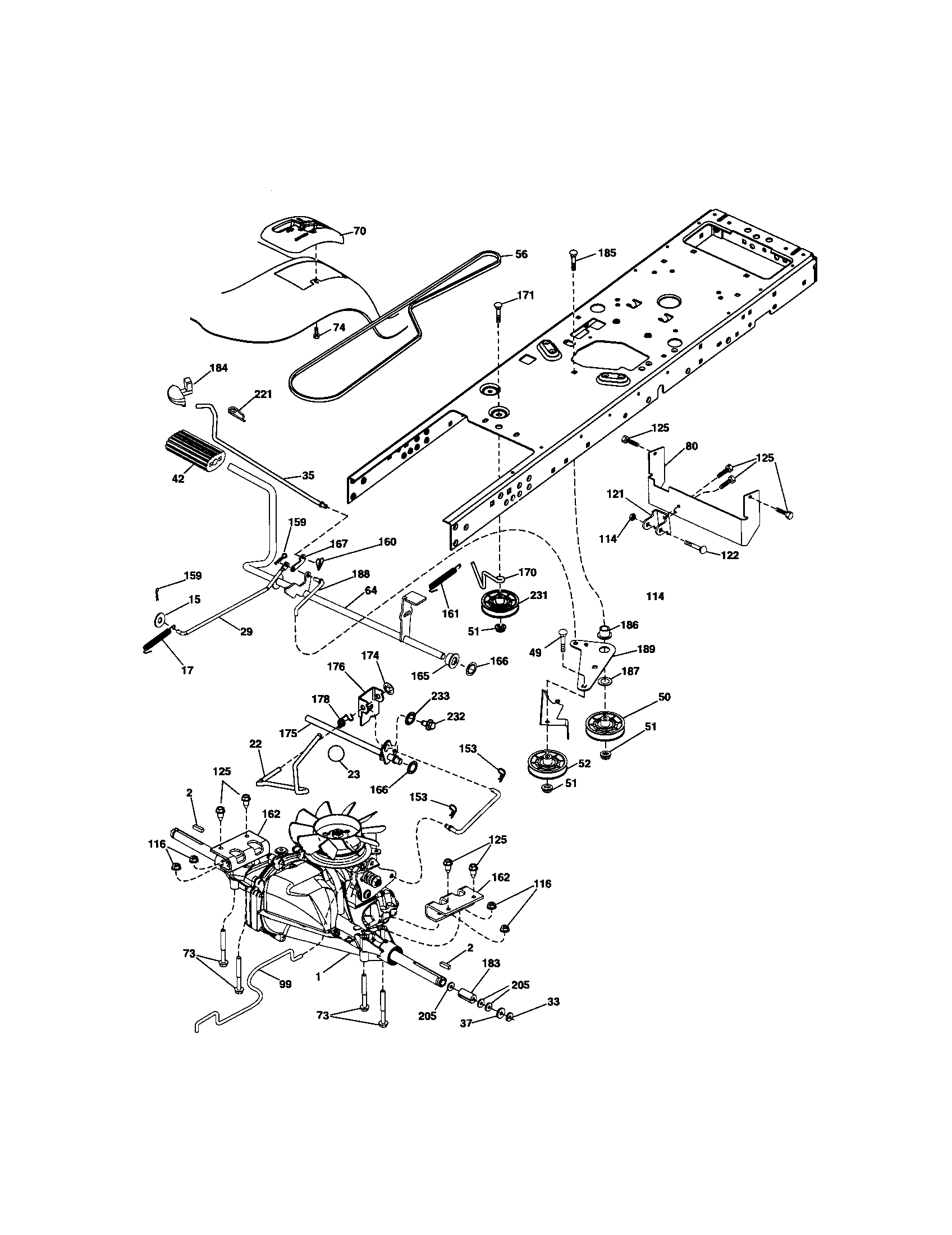 Ground Drive Diagram and Parts List for 917286120  Craftsman Lawn Tractor