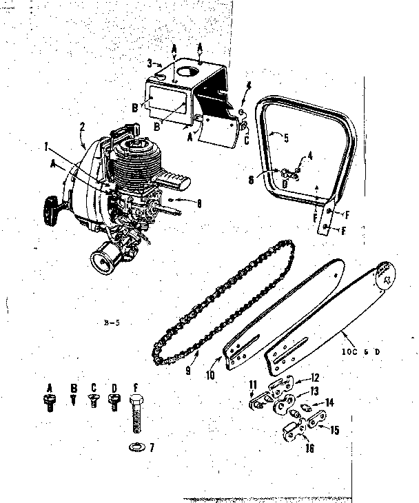 Engine / Chain And Guide Bar Diagram and Parts List for 91760043  Craftsman Chainsaw