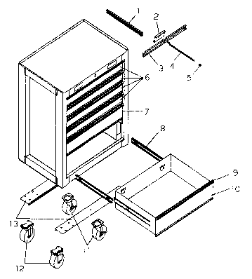 Cabinet Parts Diagram and Parts List for 706619551  Craftsman Tool Stand & Cart