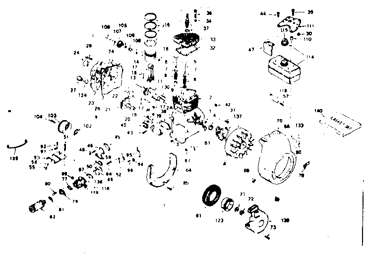 Basic Engine Diagram and Parts List for 143631072  Craftsman Engine